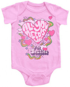 Beatles Onesie Baby All You Need Is Love Pink