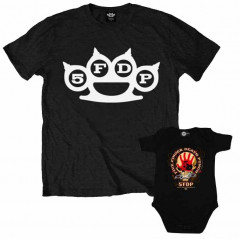 Duo Rockset Five Finger Death Punch Father's T-shirt & Five Finger Death Punch Onesie Baby